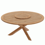 TEAK OUTDOOR ROUND DINING TABLE SWIVEL TOP 150 CM