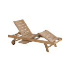 TEAK OUTDOOR CHADDY PATIO SUN LOUNGER WITH SIDE TABLE