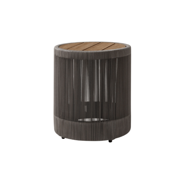 TEAK ROUND PRETO PATIO ROPE SIDE TABLE