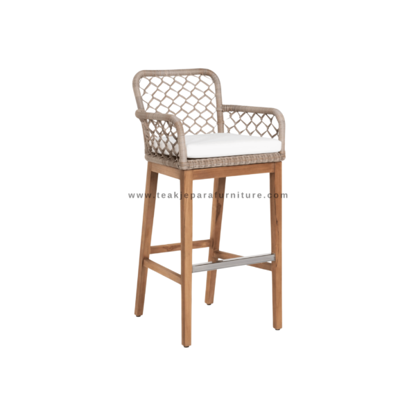 TEAK OUTDOOR CLARA SYNTHETIC RATTAN BAR STOOL