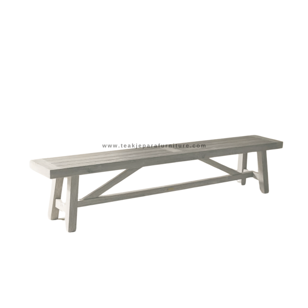 TEAK OUTDOOR BRACEED LEG BENCH