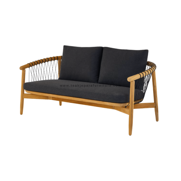 TEAK OUTDOOR CROSSCATCH DOUBLE SOFA