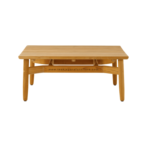 TEAK OUTDOOR CROSSCATCH RECTA COFFEE TABLE