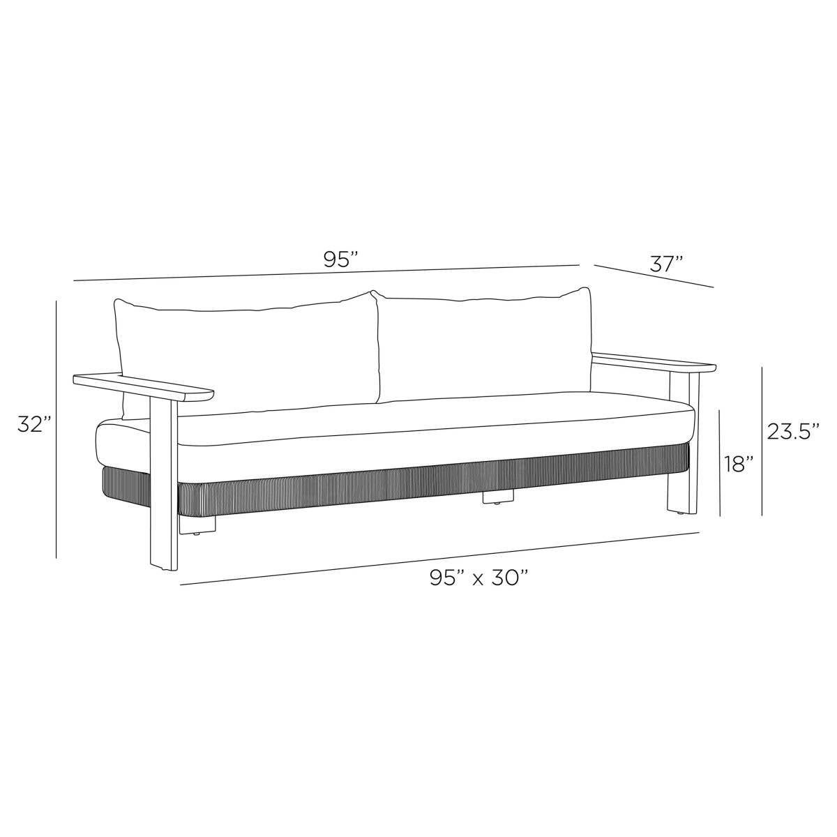 TEAK OUTDOOR HALSTON MODERN SOFA