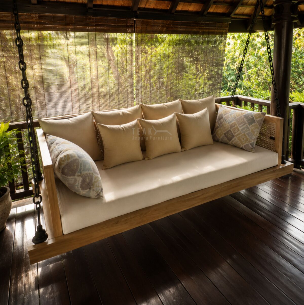 Teak Outdoor Aurel Cane Daybed