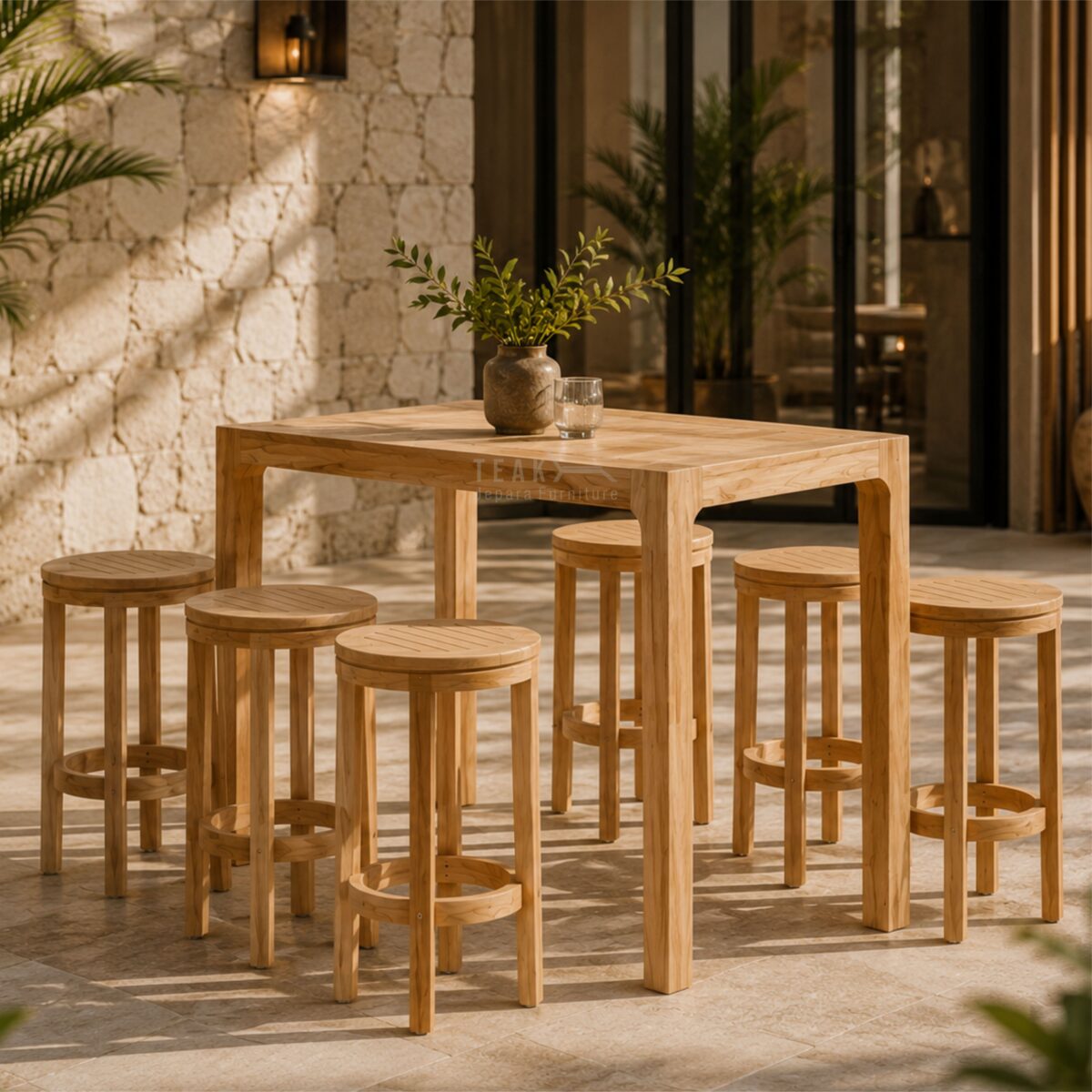 Teak Outdoor Luxen Bar Table Set