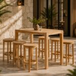 Teak Outdoor Luxen Bar Table Set