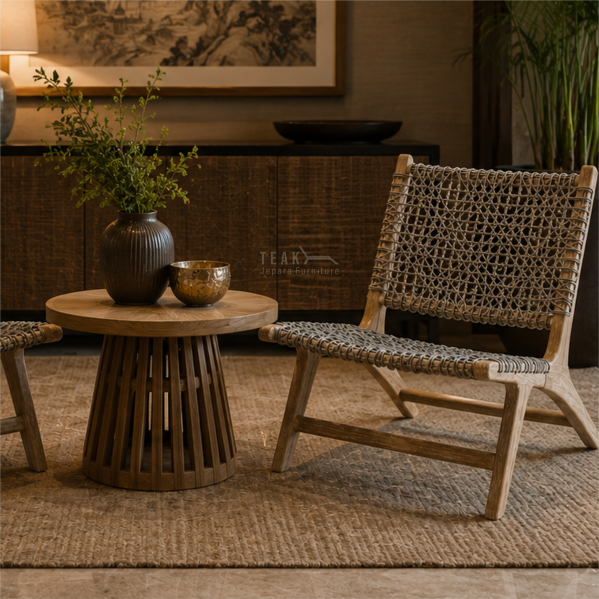 Teak Outdoor Santorini Rope Lounge Chair