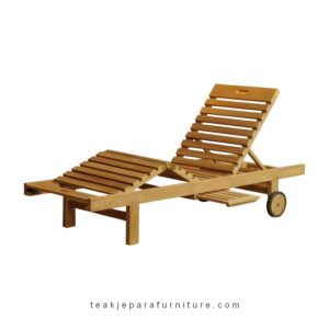 solid teak outdoor sun lounger