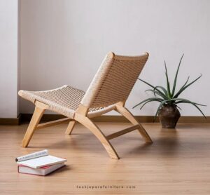 teak and rope lounge chair