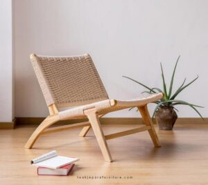 teak and rope lounge chair