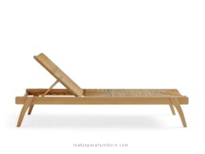 solid teak and synthetic rattan sun lounger