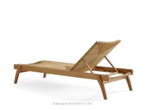 solid teak and synthetic rattan sun lounger