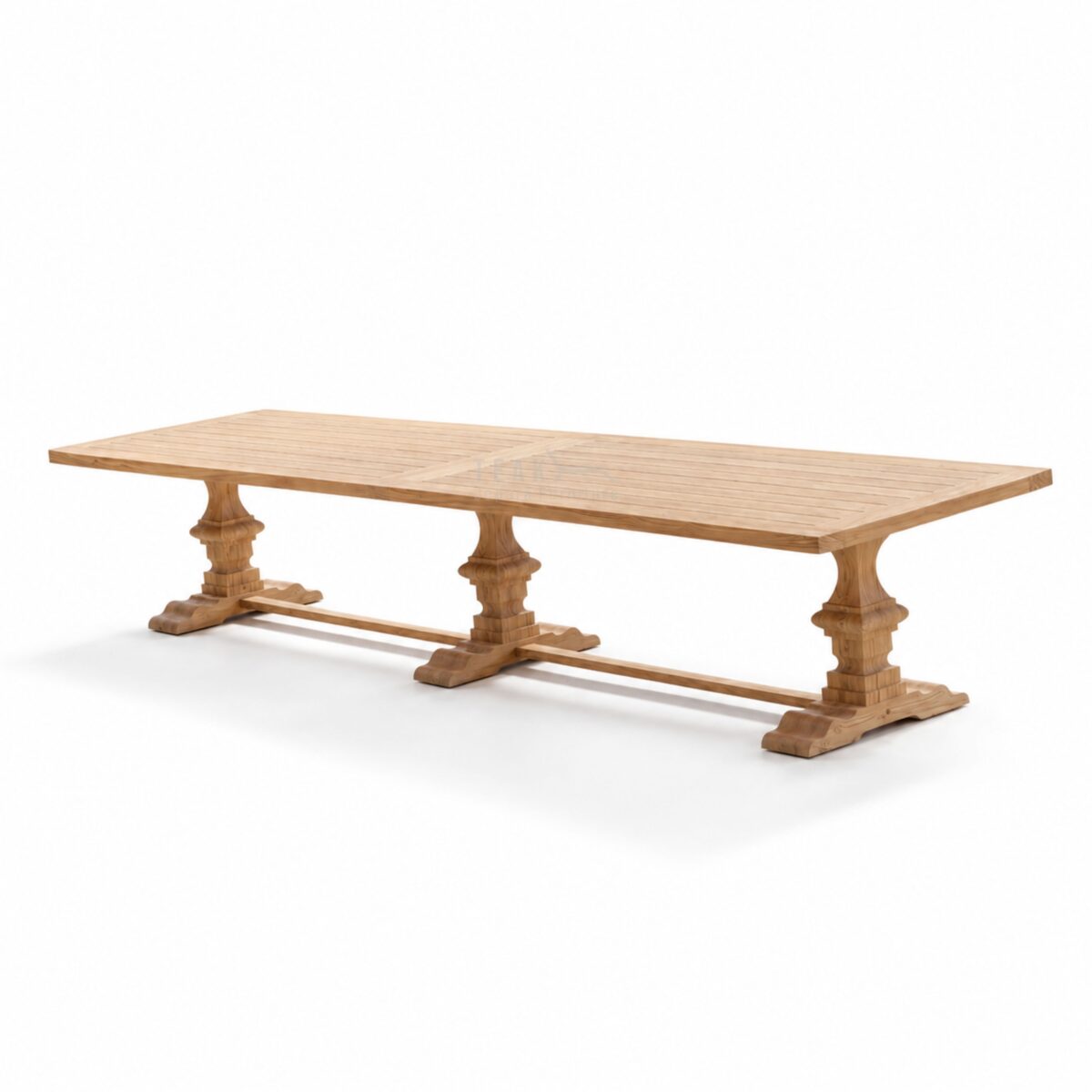 Teak Outdoor Triple Pedestal Extend Table