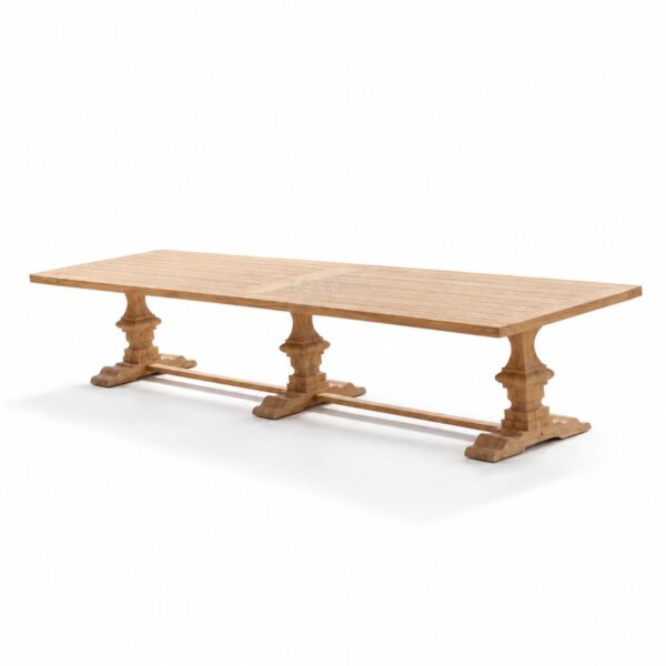 Teak Outdoor Triple Pedestal Extend Table