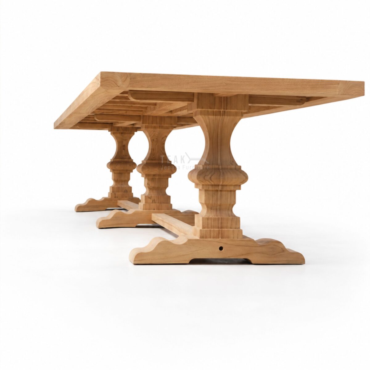 Teak Outdoor Triple Pedestal Extend Table