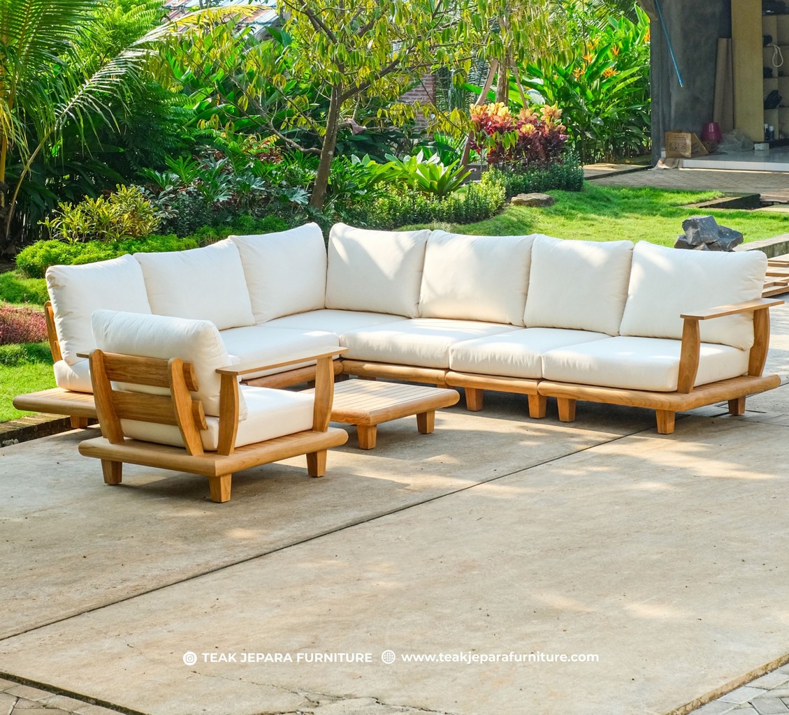 modular teak garden corner lounge sofa