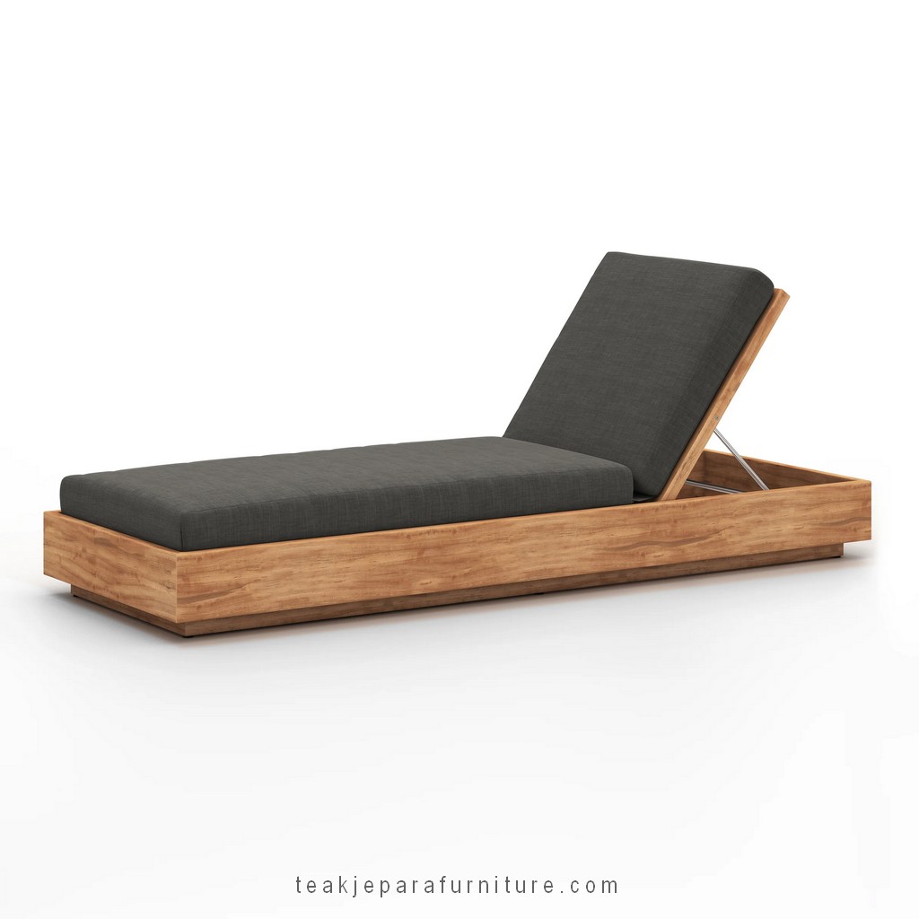 solid teak wood outdoor sun lounger