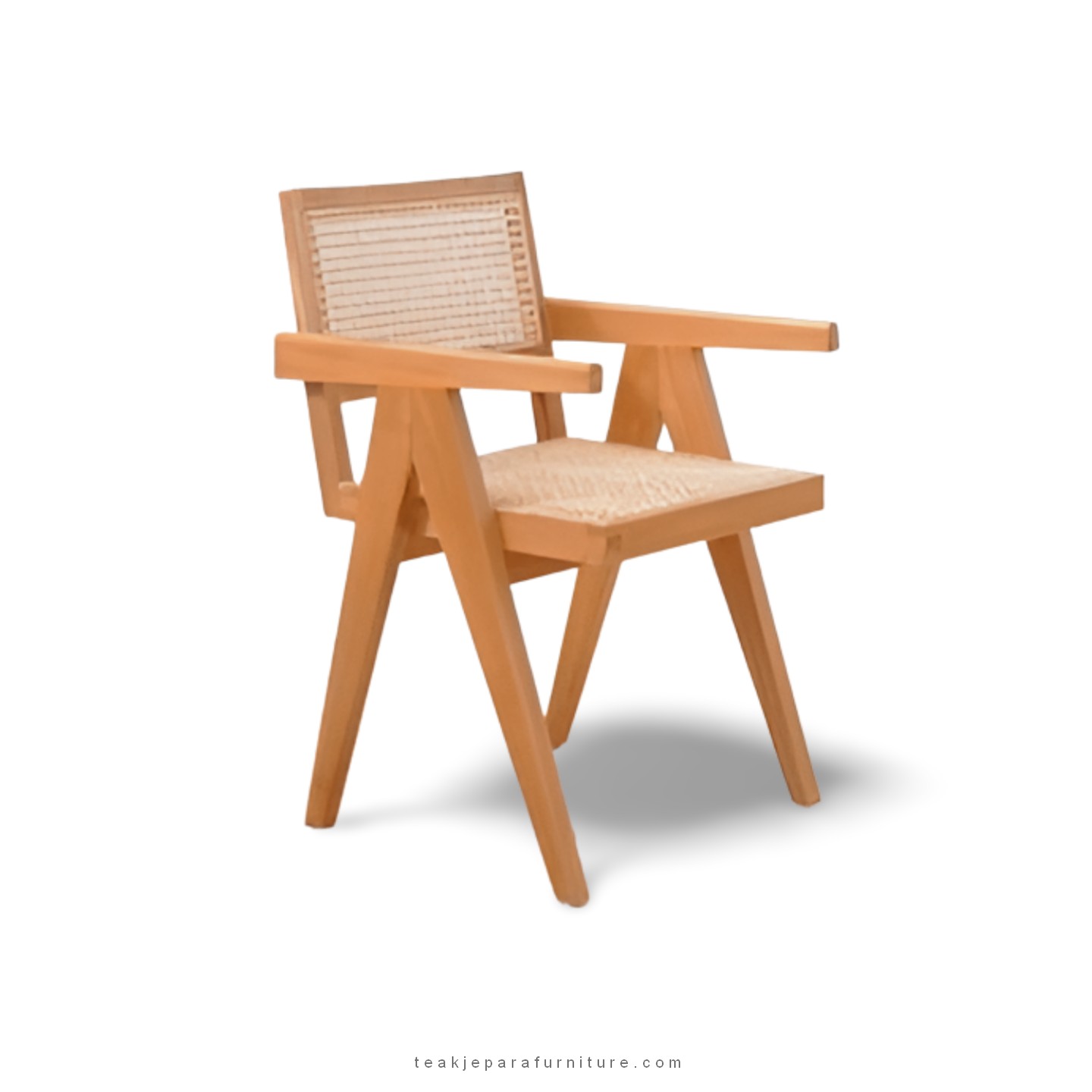 teak and rattan armchair